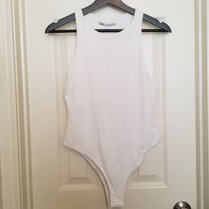 Zara White High-Neck Bodysuit